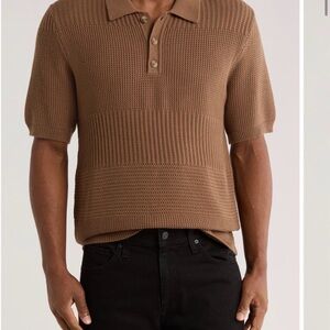 NWOT Truth Mixed Stitch Cotton Knit Polo Sweater